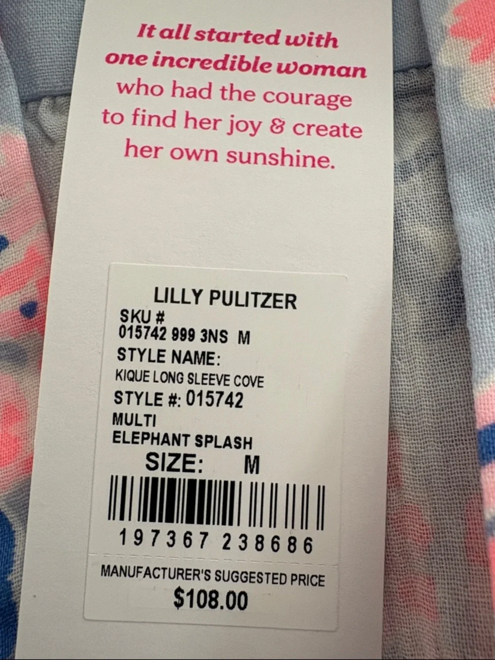 NWT Lilly Pulitzer Kique Long Sleeve CoverUp in Multi Elephant Splash - Picture 9 of 14